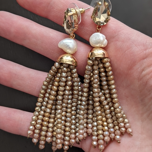Olive + Piper Luxe Tassel Earrings in Taupe - Picture 6 of 9